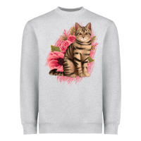Heather Grey floral cat Heavyweight Sweatshirt - Jasminsmagicworld