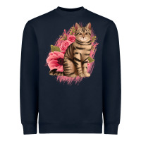 Navy floral cat Heavyweight Sweatshirt - Jasminsmagicworld