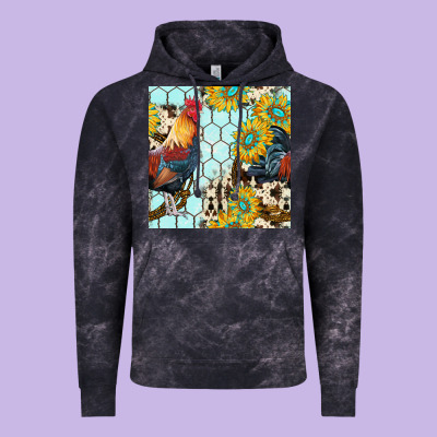 Western Rooster Seamless Pattern Vintage Hoodie Designed By Bundleandbundleshop