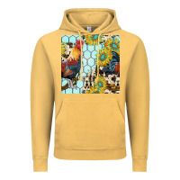 Vintage Mustard western rooster seamless pattern Vintage Hoodie - BundleAndBundleShop