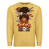 Antique Gold Baseball Mom Afro Messy Bun Premium Sweatshirt - texasbilliewilder