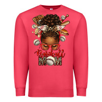 Cardinal Baseball Mom Afro Messy Bun Premium Sweatshirt - texasbilliewilder
