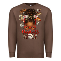 Chestnut Baseball Mom Afro Messy Bun Premium Sweatshirt - texasbilliewilder