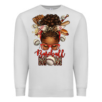 Dove Grey Baseball Mom Afro Messy Bun Premium Sweatshirt - texasbilliewilder