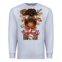 Heather Grey Baseball Mom Afro Messy Bun Premium Sweatshirt - texasbilliewilder