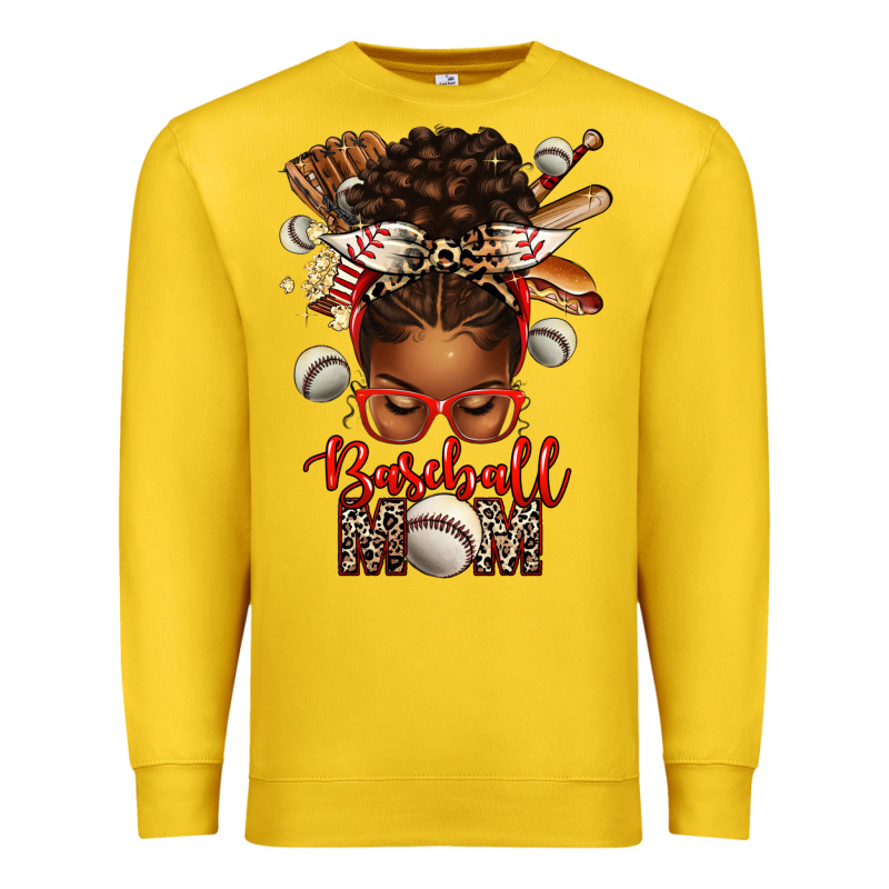 Baseball Mom Afro Messy Bun Premium Sweatshirt by texasbilliewilder | Teevron