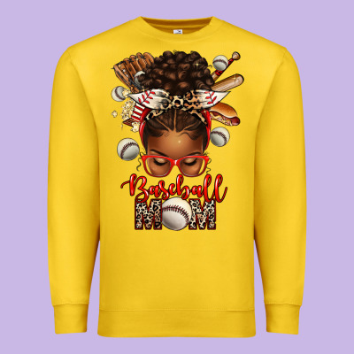 Baseball Mom Afro Messy Bun Premium Sweatshirt Designed By Texasbilliewilder