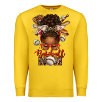 Lemon Baseball Mom Afro Messy Bun Premium Sweatshirt - texasbilliewilder
