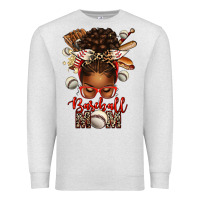Oatmeal Heather Baseball Mom Afro Messy Bun Premium Sweatshirt - texasbilliewilder