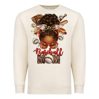 Sandshell Baseball Mom Afro Messy Bun Premium Sweatshirt - texasbilliewilder
