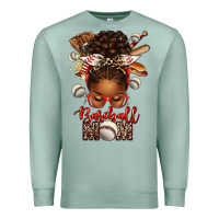 Seafoam Baseball Mom Afro Messy Bun Premium Sweatshirt - texasbilliewilder
