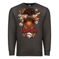 Smoke Baseball Mom Afro Messy Bun Premium Sweatshirt - texasbilliewilder