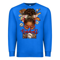 True Royal Baseball Mom Afro Messy Bun Premium Sweatshirt - texasbilliewilder