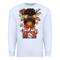 White Baseball Mom Afro Messy Bun Premium Sweatshirt - texasbilliewilder