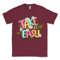 Burgundy take it easy Classic Tee - MaliasSmallBusiness