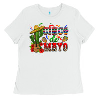White cinco de mayo cactus Ladies Tee - Zillion Design Studio