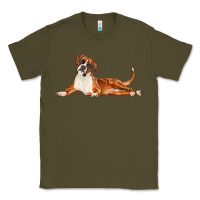 Army Green Boxer Dog Illustrations Classic Tee - LillyAllenDesigns