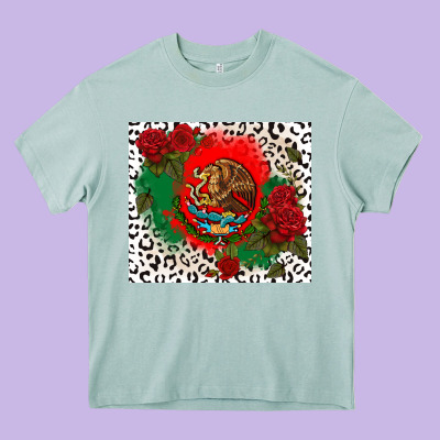 Mexican Flag And Roses Heavy Core Tee Designed By Cts Tumbler Store