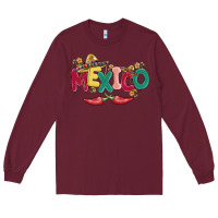 Burgundy mexico Long Sleeve Tee - MaliasSmallBusiness