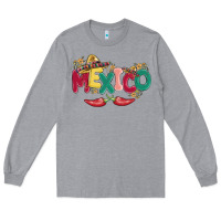 Heather Grey mexico Long Sleeve Tee - MaliasSmallBusiness