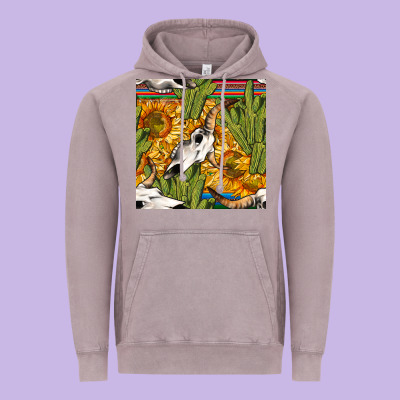 Western Bull Skull Seamless Pattern Vintage Hoodie Designed By Bundleandbundleshop