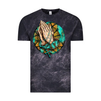 Cloud Black western praying hands prayer rosary  faith cross Vintage Tee - BarkalooDesign