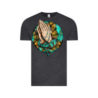 Vintage Black western praying hands prayer rosary  faith cross Vintage Tee - BarkalooDesign