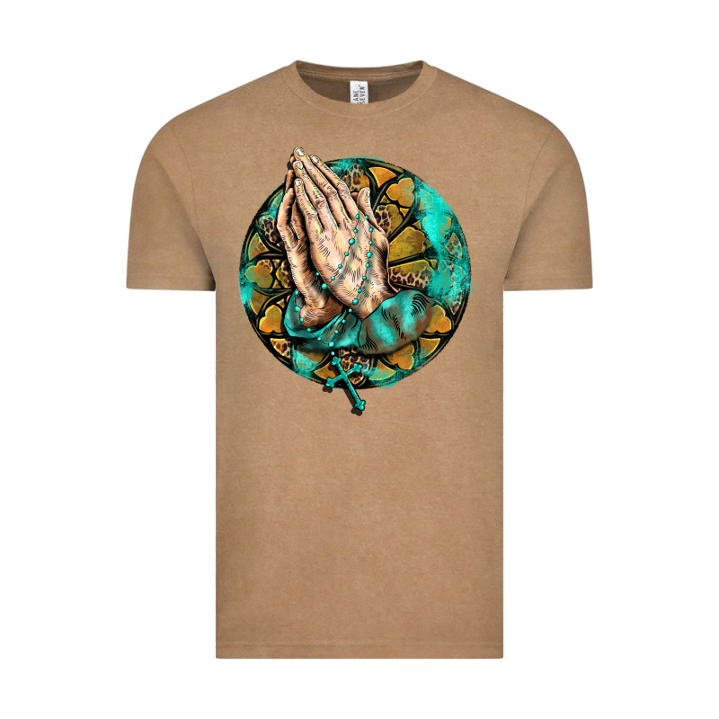 Western Praying Hands Prayer Rosary  Faith Cross Vintage Tee by BarkalooDesign | Teevron