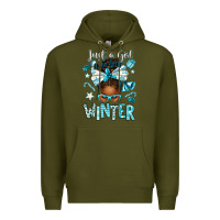 Army Green just a girl who loves winter afro messy bun Premium Hoodie - texasbilliewilder