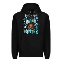 Black just a girl who loves winter afro messy bun Premium Hoodie - texasbilliewilder