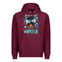 Burgundy just a girl who loves winter afro messy bun Premium Hoodie - texasbilliewilder