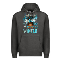 Charcoal Heather just a girl who loves winter afro messy bun Premium Hoodie - texasbilliewilder