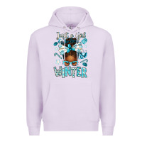 Lilac just a girl who loves winter afro messy bun Premium Hoodie - texasbilliewilder