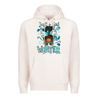 Pale Pink just a girl who loves winter afro messy bun Premium Hoodie - texasbilliewilder