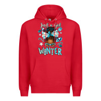 Red just a girl who loves winter afro messy bun Premium Hoodie - texasbilliewilder