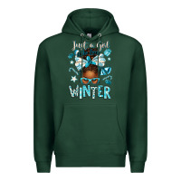 Sports Green just a girl who loves winter afro messy bun Premium Hoodie - texasbilliewilder