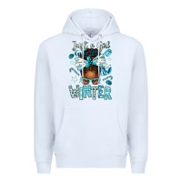White just a girl who loves winter afro messy bun Premium Hoodie - texasbilliewilder