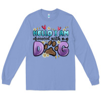 Colony Blue hello i am obsessed with my dog Long Sleeve Tee - MaliasSmallBusiness