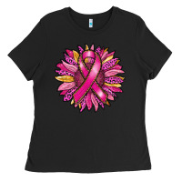 Black breast cancer sunflower Ladies Tee - RanaPortraitStore