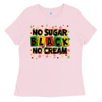 Bubblegum Pink no sugar no cream black Ladies Tee - Zillion Design Studio