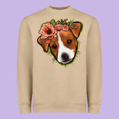 Jack Russel Floral Heavyweight Sweatshirt Designed By Jasminsmagicworld