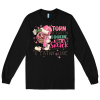 Black torn between lookin' like a snack and eatin' one Long Sleeve Tee - MaliasSmallBusiness