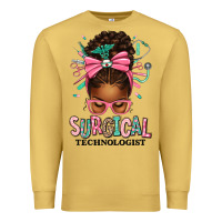 Antique Gold Surgical Technologist Afro Messy Bun Premium Sweatshirt - texasbilliewilder