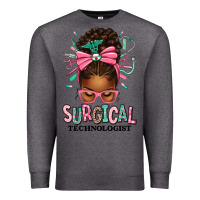 Charcoal Heather Surgical Technologist Afro Messy Bun Premium Sweatshirt - texasbilliewilder