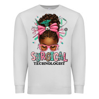 Dove Grey Surgical Technologist Afro Messy Bun Premium Sweatshirt - texasbilliewilder