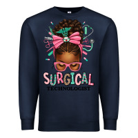 Navy Surgical Technologist Afro Messy Bun Premium Sweatshirt - texasbilliewilder
