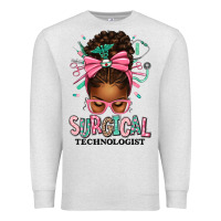 Oatmeal Heather Surgical Technologist Afro Messy Bun Premium Sweatshirt - texasbilliewilder
