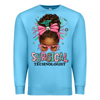 Ocean Blue Surgical Technologist Afro Messy Bun Premium Sweatshirt - texasbilliewilder