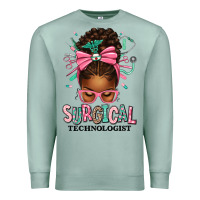 Seafoam Surgical Technologist Afro Messy Bun Premium Sweatshirt - texasbilliewilder