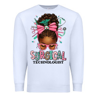 White Surgical Technologist Afro Messy Bun Premium Sweatshirt - texasbilliewilder